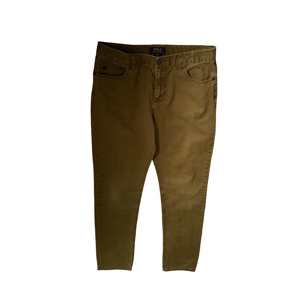 Polo Ralph Lauren Pants Boys Size 18 Khaki Green Straight Leg Cotton Preppy
